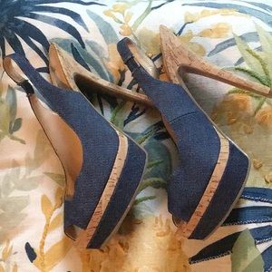 Guess  Blue Denim and Cork high heels